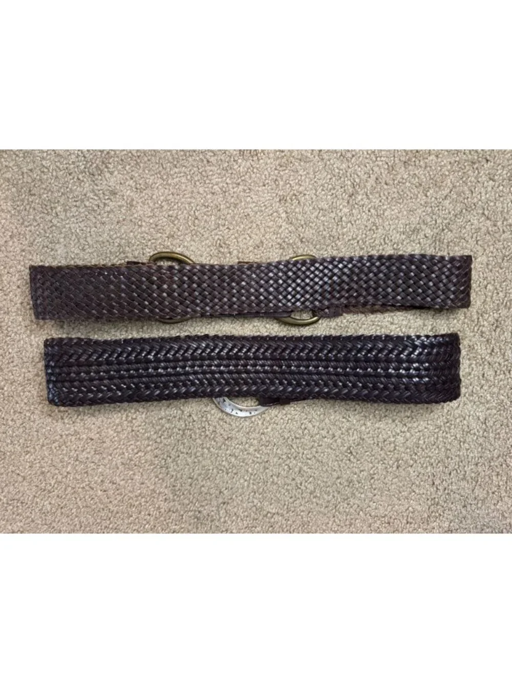 JCREW BRIGHTON Women Woven Brown Leather Belt Sz 34/MEDIUM Western Cowgirl Rodeo